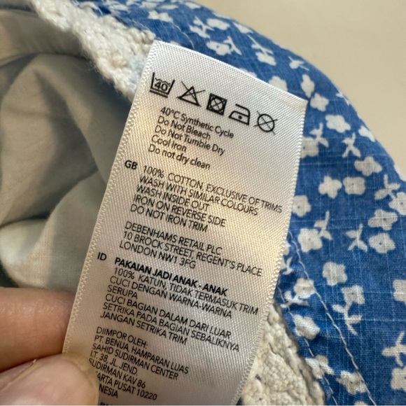 Mantaray Patchwork Multicoloured Floral Print Tiered Lace Sleeve Dress Size 4-5 - Picture 6 of 7